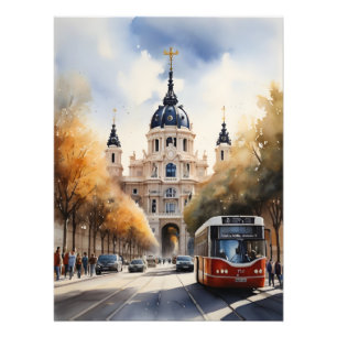 Madrid Aquarellkunst Fotodruck