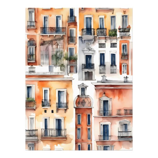 Madrid Aquarellkunst Fotodruck (Vorne)