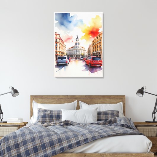 Madrid Aquarellkunst Leinwanddruck (Insitu (Schlafzimmer))