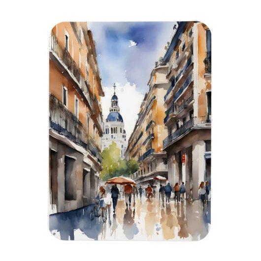 Madrid Aquarellkunst Magnet (Vertikal)
