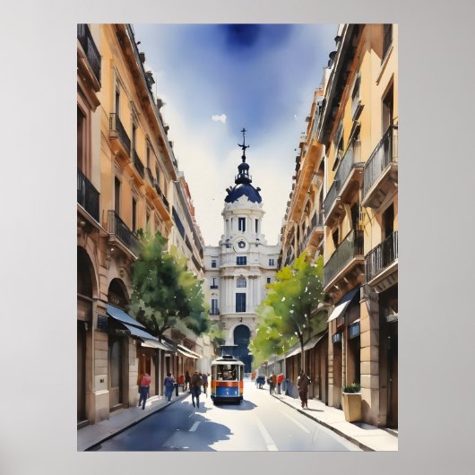 Madrid Aquarellkunst Poster (Vorne)