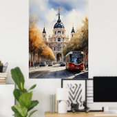 Madrid Aquarellkunst Poster (Heimbüro)