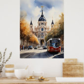 Madrid Aquarellkunst Poster (Küche)