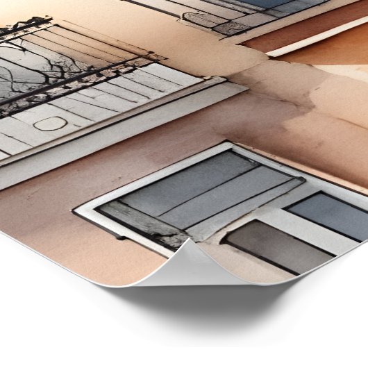 Madrid Aquarellkunst Poster (Ecke)