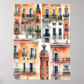 Madrid Aquarellkunst Poster (Vorne)