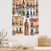 Madrid Aquarellkunst Poster (Küche)