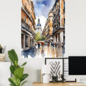 Madrid Aquarellkunst Poster (Heimbüro)