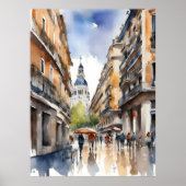 Madrid Aquarellkunst Poster (Vorne)