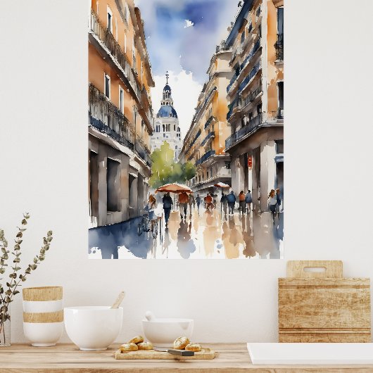 Madrid Aquarellkunst Poster (Küche)