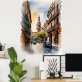 Madrid Aquarellkunst Poster (Heimbüro)