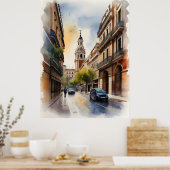 Madrid Aquarellkunst Poster (Küche)