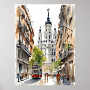 Madrid Aquarellkunst Poster