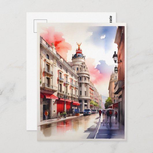 Madrid Aquarellkunst Postkarte (Vorne/Hinten)