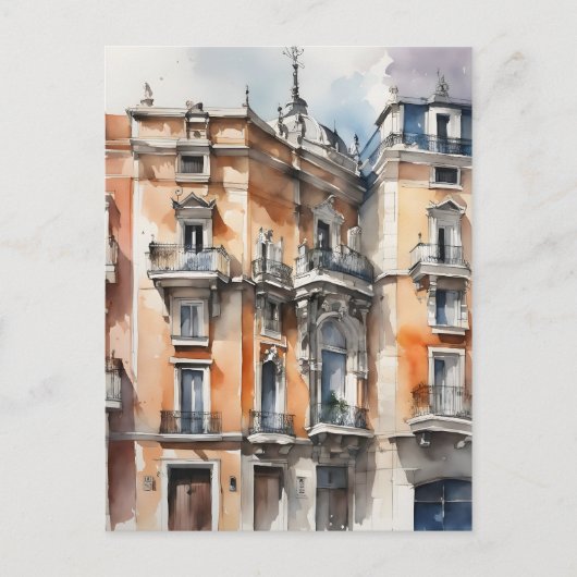 Madrid Aquarellkunst Postkarte (Vorderseite)