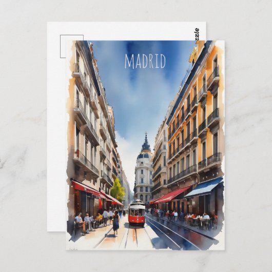 Madrid Aquarellkunst Postkarte (Vorne/Hinten)