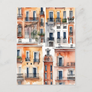 Madrid Aquarellkunst Postkarte