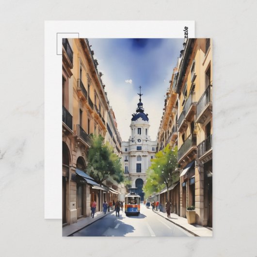 Madrid Aquarellkunst Postkarte (Vorne/Hinten)
