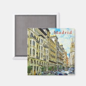 Madrid. Architektur von Gran Vía. Magnet (Vorderseite/Rückseite)