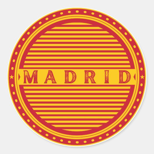 Madrid City Pride Emblem – Spanish Identity Runder Aufkleber (Vorderseite)