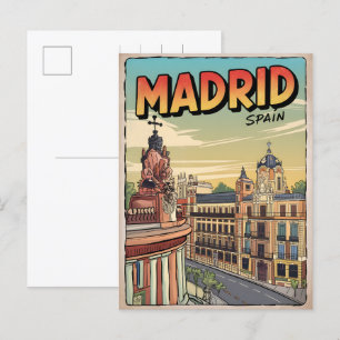 Madrid City spain Vintage Reise Souvenirs, Geschen Postkarte