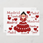 Madrid España muñeca flamenca Postkarte (Vorne/Hinten)