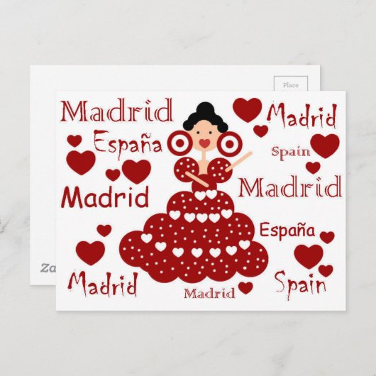 Madrid España muñeca flamenca Postkarte (Vorne/Hinten)