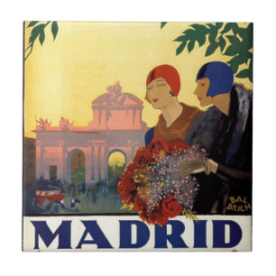 Madrid Frühlingsaison - Vintage-Kunstplakat Fliese