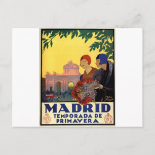 Madrid Frühlingszeit - Vintage-Kunstplakat Postkarte