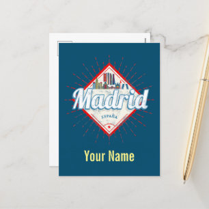 Madrid Hauptstadt Spanien Retro-Silhouette Vintage Feiertagspostkarte