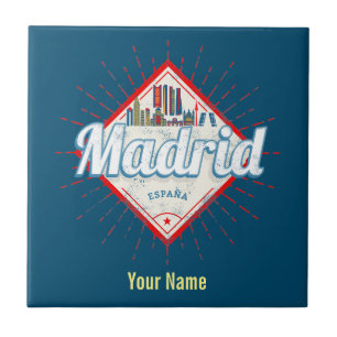 Madrid Hauptstadt Spanien Retro-Silhouette Vintage Fliese
