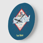 Madrid Hauptstadt Spanien Retro Skyline Vintag Große Wanduhr (Winkel)