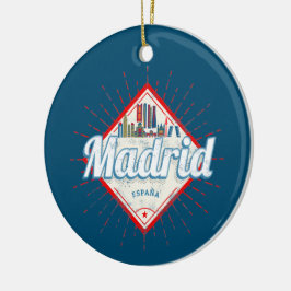Madrid Hauptstadt Spanien Retro Skyline Vintag Keramik Ornament