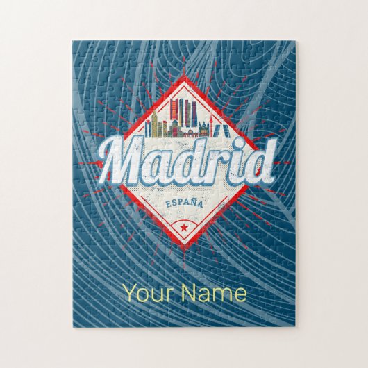 Madrid Hauptstadt Spanien Retro Skyline Vintag Puzzle (Vertikal)