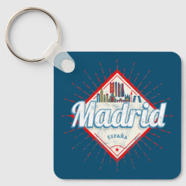 Madrid Hauptstadt Spanien Retro Skyline Vintag Schlüsselanhänger