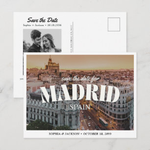 Madrid Hochzeit Merken Sie sich den Termin Retro R Postkarte