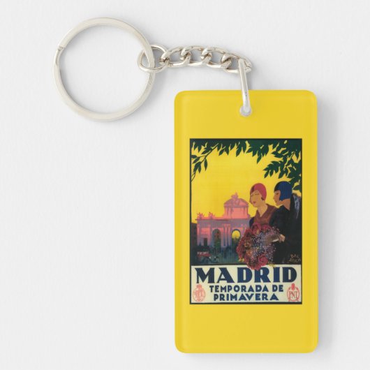 Madrid im Frühjahr-Reise-fördernden Plakat Schlüsselanhänger (Vorderseite)