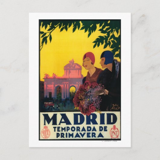 Madrid im Frühling Reise-Werbeplakat Postkarte (Vorderseite)