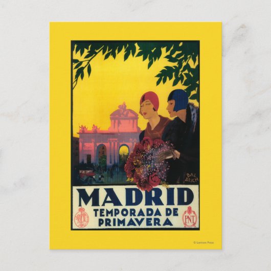 Madrid in Springtime Travel Promotional Poster Postkarte (Vorderseite)