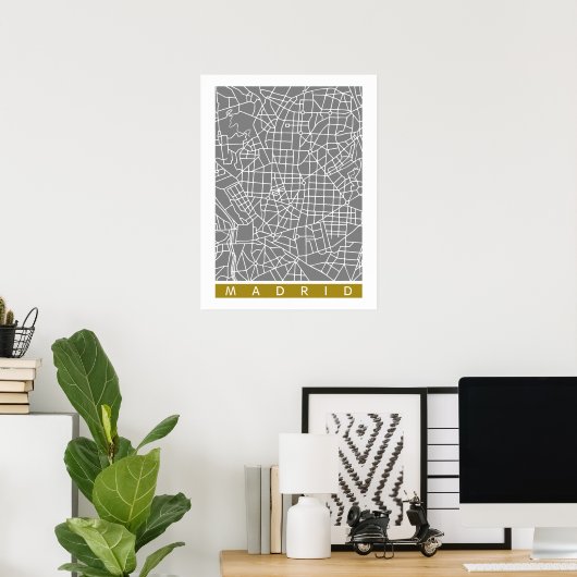 Madrid Karte Poster (Heimbüro)