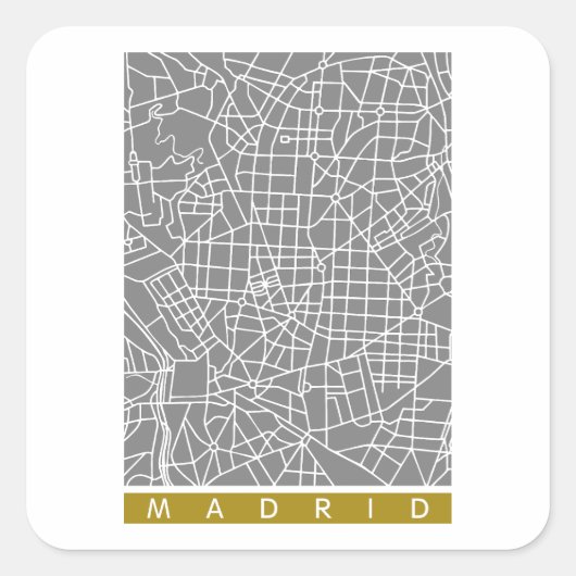 Madrid Karte Quadratischer Aufkleber (Vorderseite)