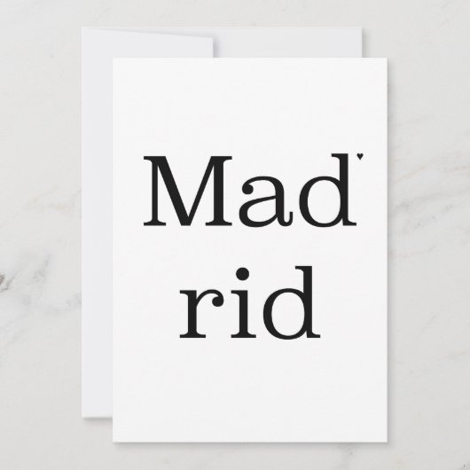 Madrid - minimalistic typography card karte (Vorderseite)