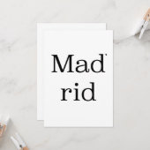 Madrid - minimalistic typography card karte (Vorderseite/Rückseite Beispiel)