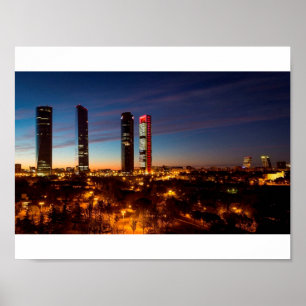 Madrid Night Skyline Poster