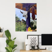 Madrid NM Bull Skull Red Chile ristra Poster (Heimbüro)