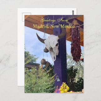 Madrid NM Bull Skull Red Chile ristra Postkarte