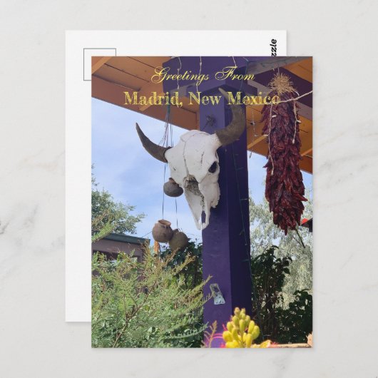 Madrid NM Bull Skull Red Chile ristra Postkarte (Vorne/Hinten)