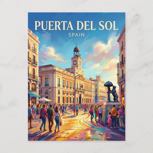Madrid - Puerta del Sol Spanien Postkarte (Vorderseite)