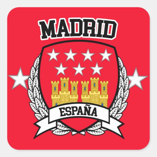 Madrid Quadratischer Aufkleber (Vorderseite)