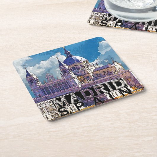 Madrid Rechteckiger Pappuntersetzer (angewinkelt)