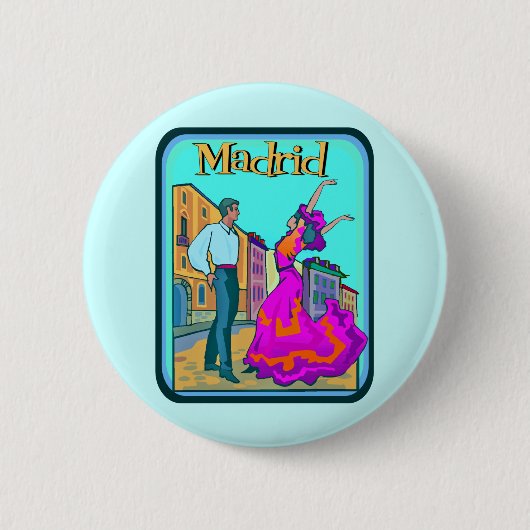 Madrid-Reise-Plakat Button (Vorderseite)